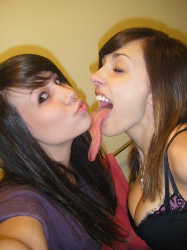 Cute amateur teens showing their sexy long tongues #67406909