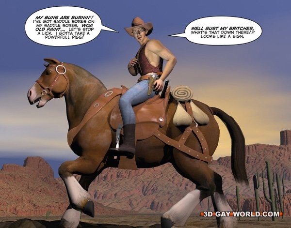 ゲイのカウボーイの冒険 馬のスタイル レアな3Dゲイコミック
 #69425720