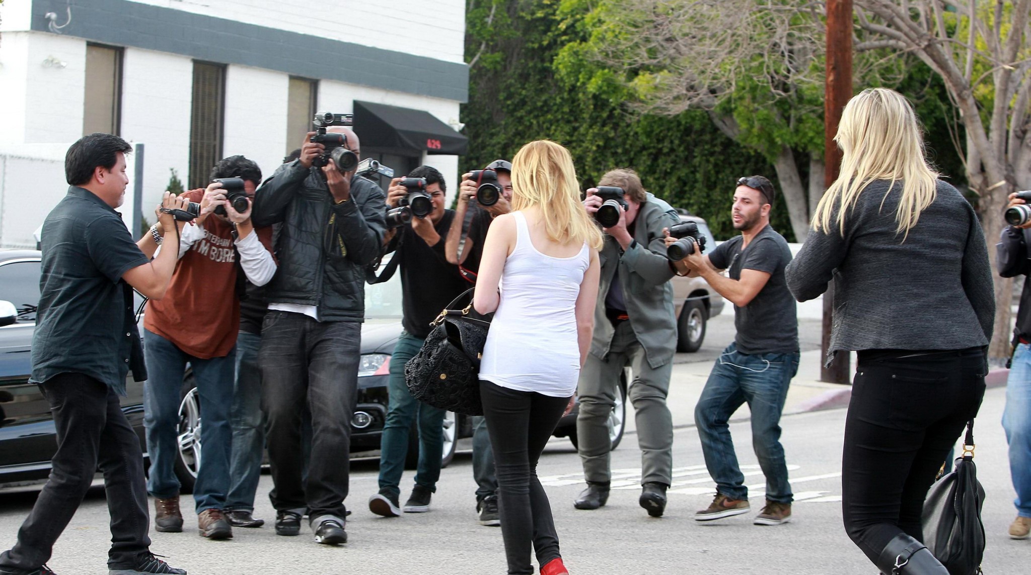 Ashley Benson see through to bra outside a salon in West Hollywood #75237558