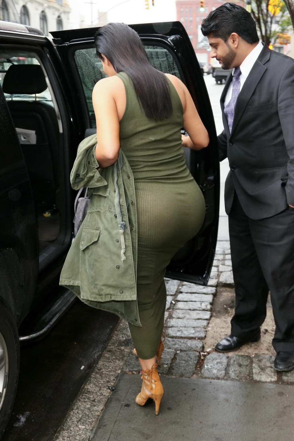 Kim Kardashian pantyless shows off her ass wearing a see through dress out in NY #75162171