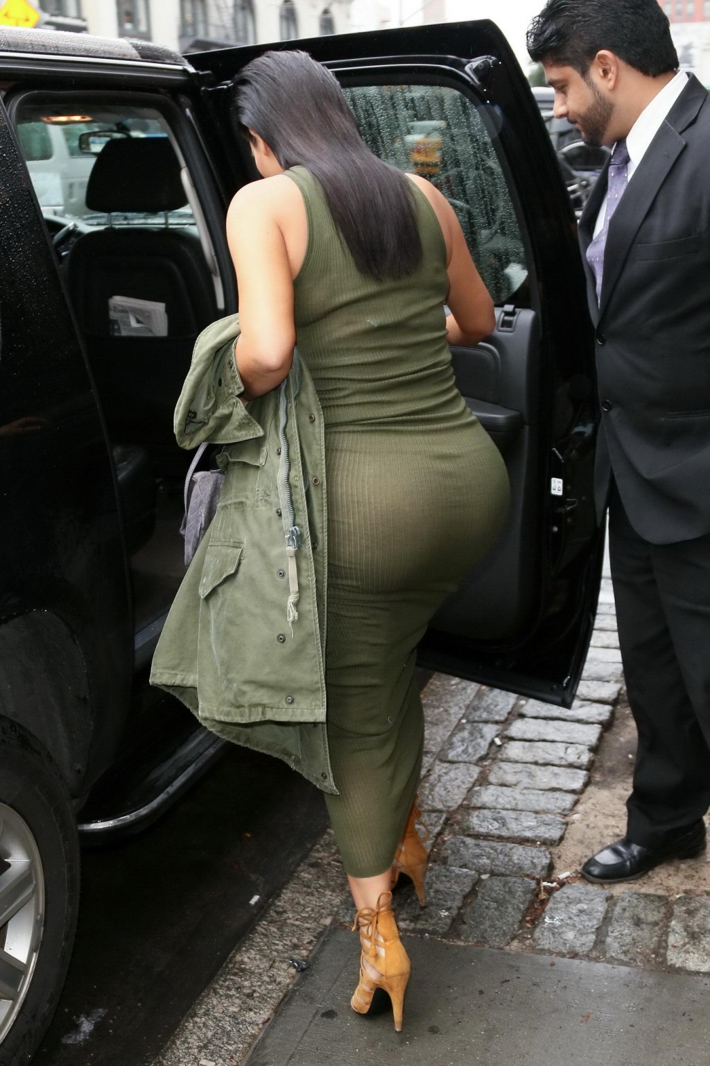 Kim Kardashian pantyless shows off her ass wearing a see through dress out in NY #75162182