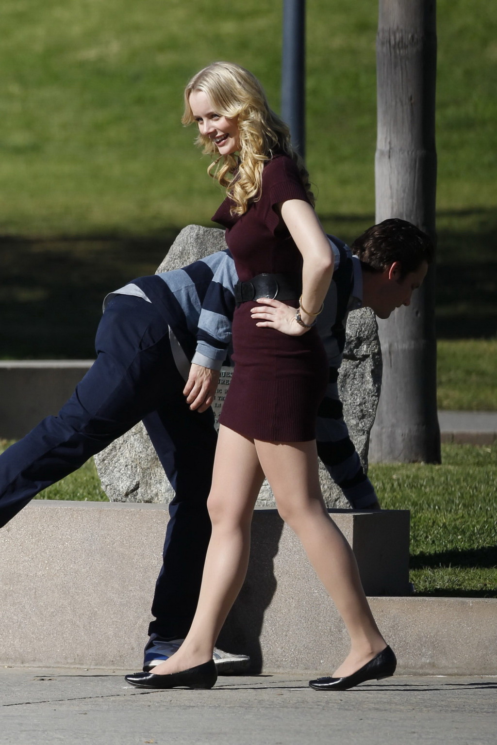 Helena Mattsson upskirt while changing her shoes on the set of 'Seven Psychopath #75277259