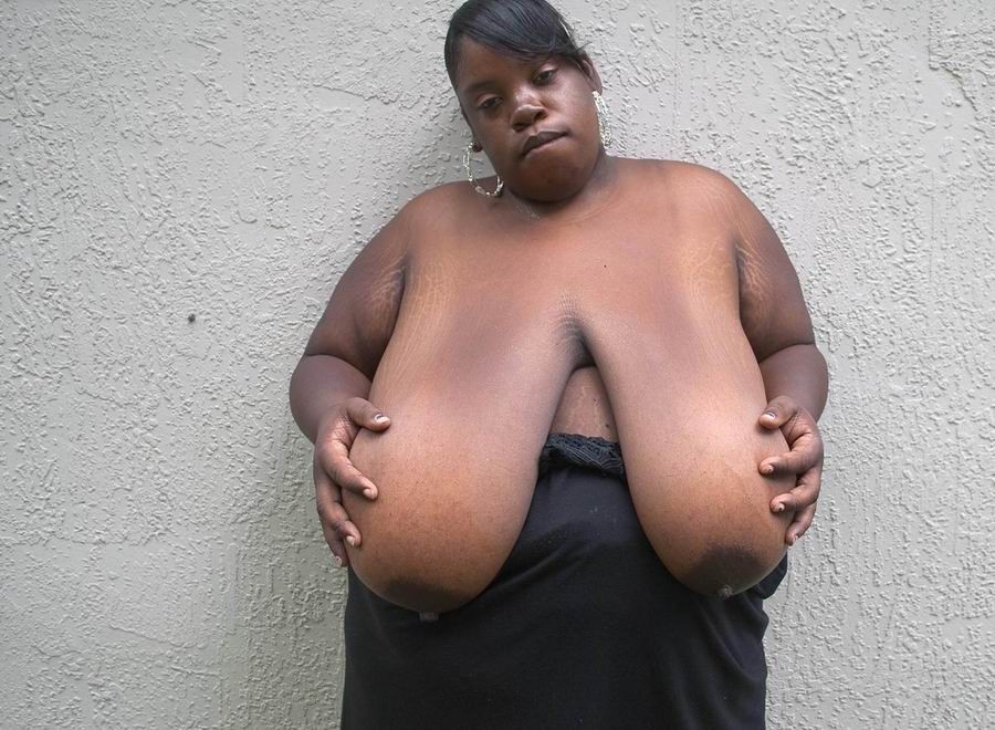 Fat ebony showing her very huge boobs #71756178