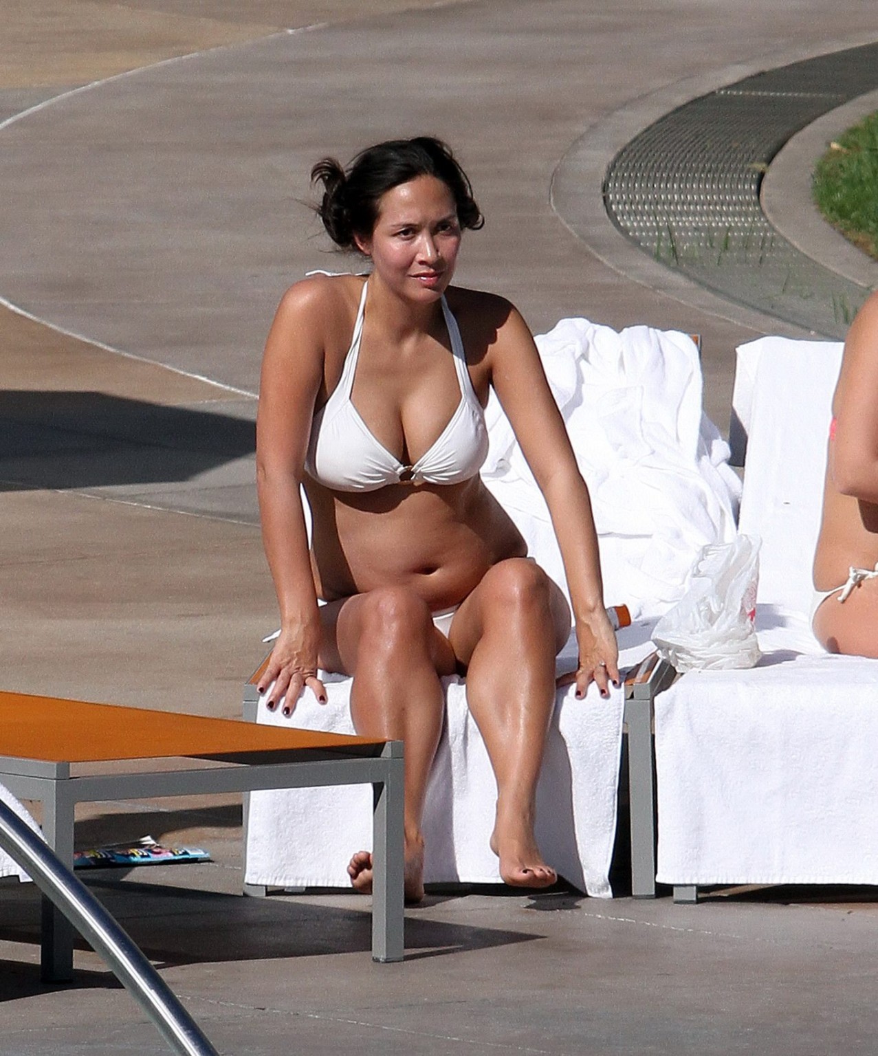 Myleene Klass sunbathing topless poolside in Los Angeles #75327489