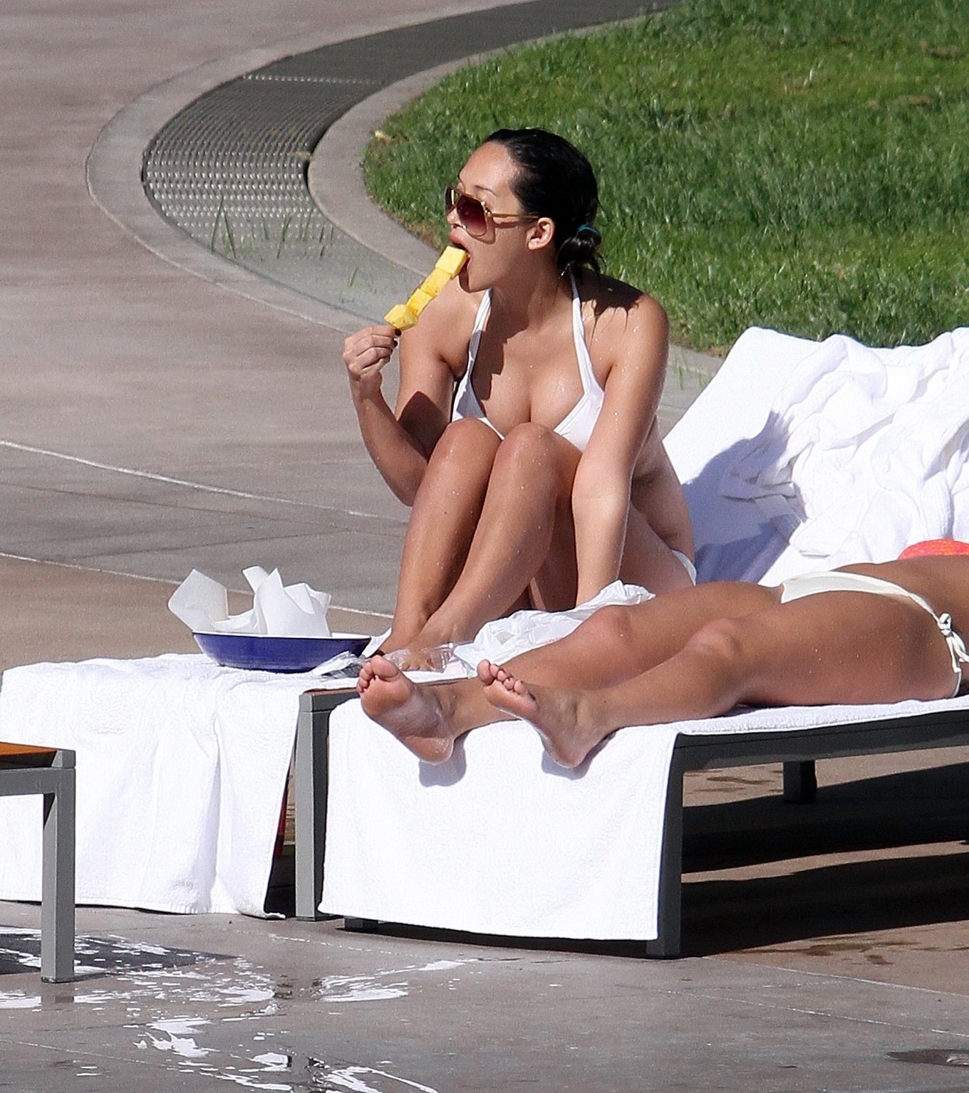 Myleene Klass sunbathing topless poolside in Los Angeles #75327500