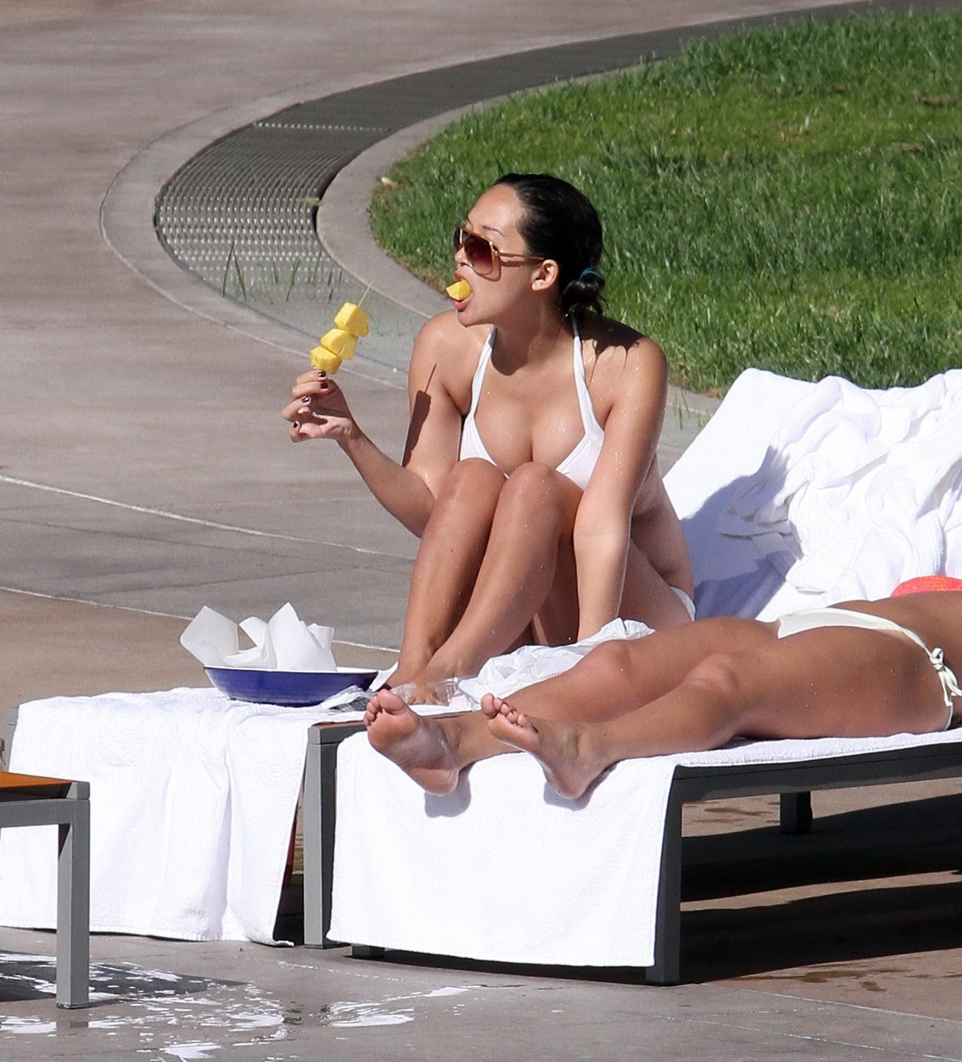 Myleene Klass sunbathing topless poolside in Los Angeles #75327502