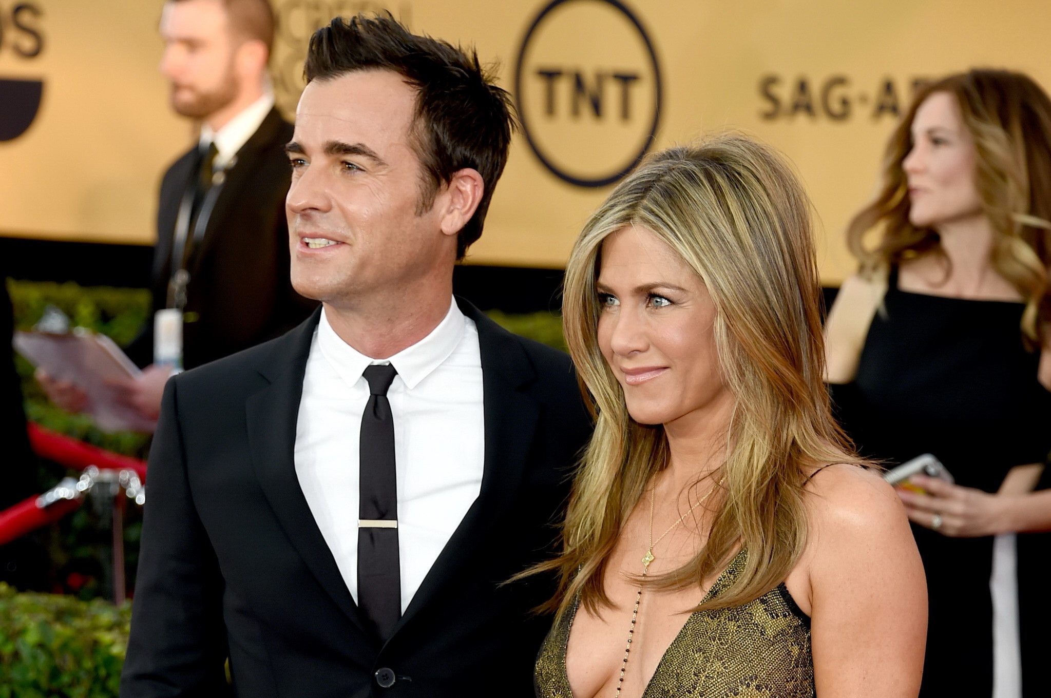 Jennifer Aniston showing huge cleavage at the 21st Annual Screen Actors Guild Aw #75174417
