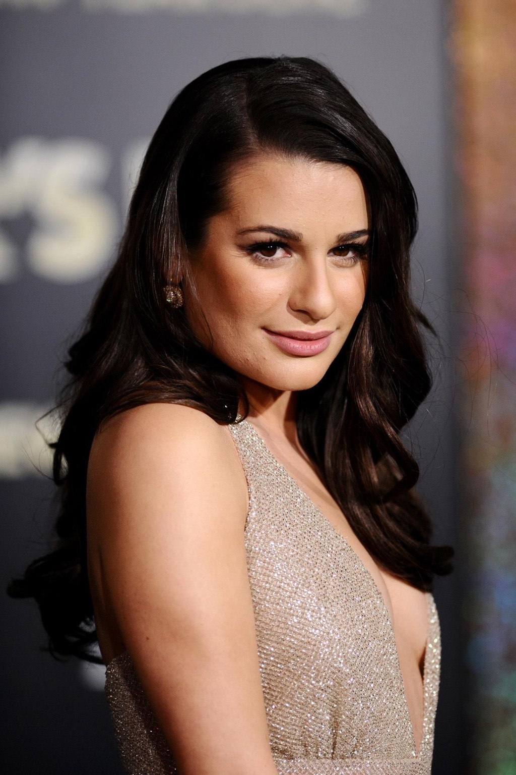 Lea Michele braless showing side boob at the 'New Year's Eve' premiere in LA #75279873