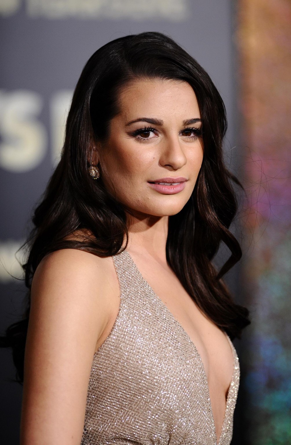 Lea Michele braless showing side boob at the 'New Year's Eve' premiere in LA #75279877