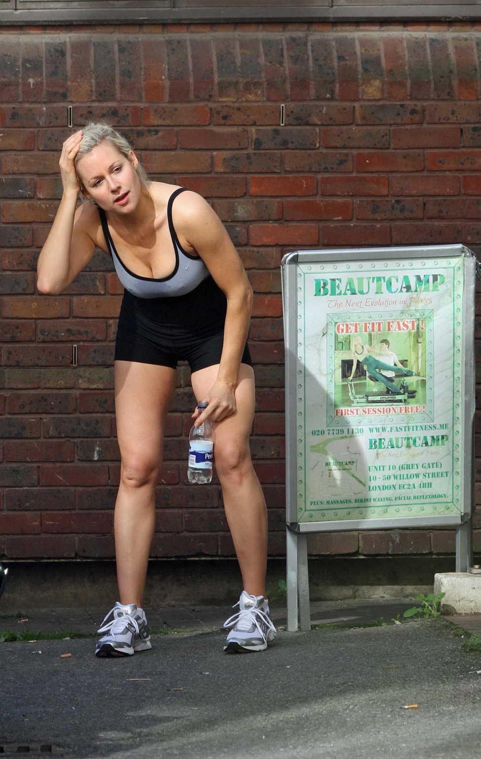 Abi Titmuss all wet  sweaty in spandex after a pilates class in London #75329601