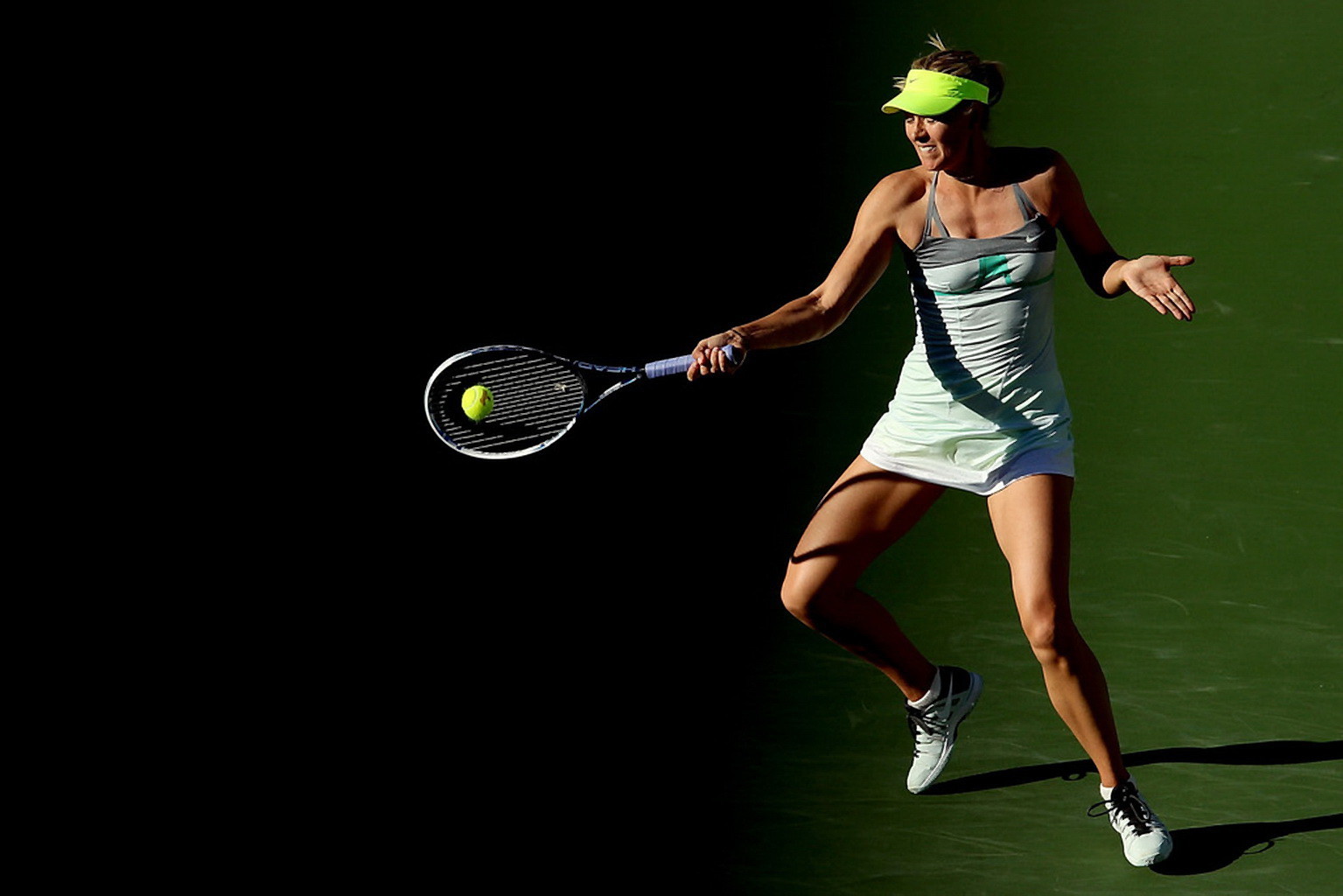 Maria Sharapova flashing her green panties at the 2013 BNP Paribas Open Day 5 in #75238919