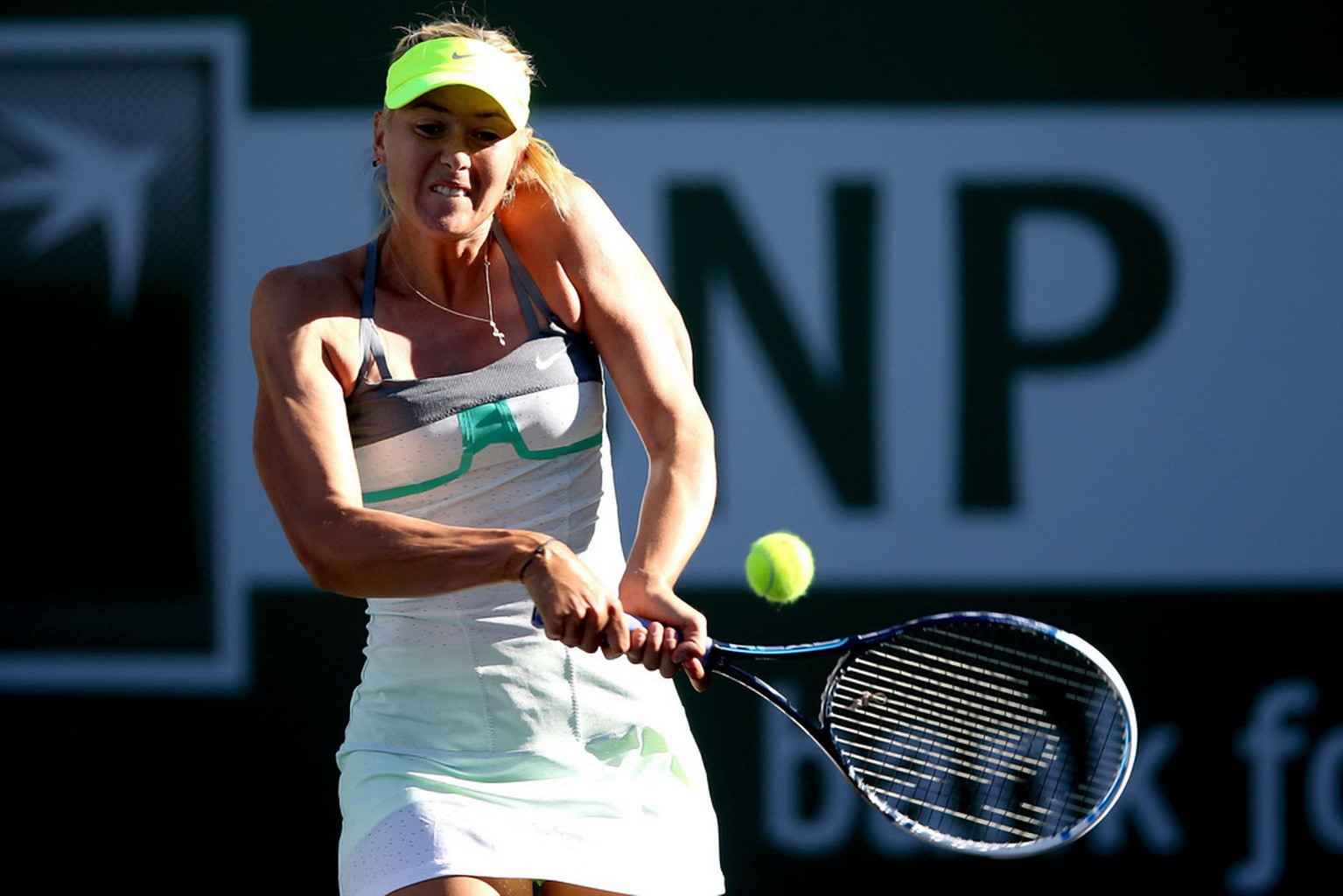 Maria Sharapova flashing her green panties at the 2013 BNP Paribas Open Day 5 in #75238933