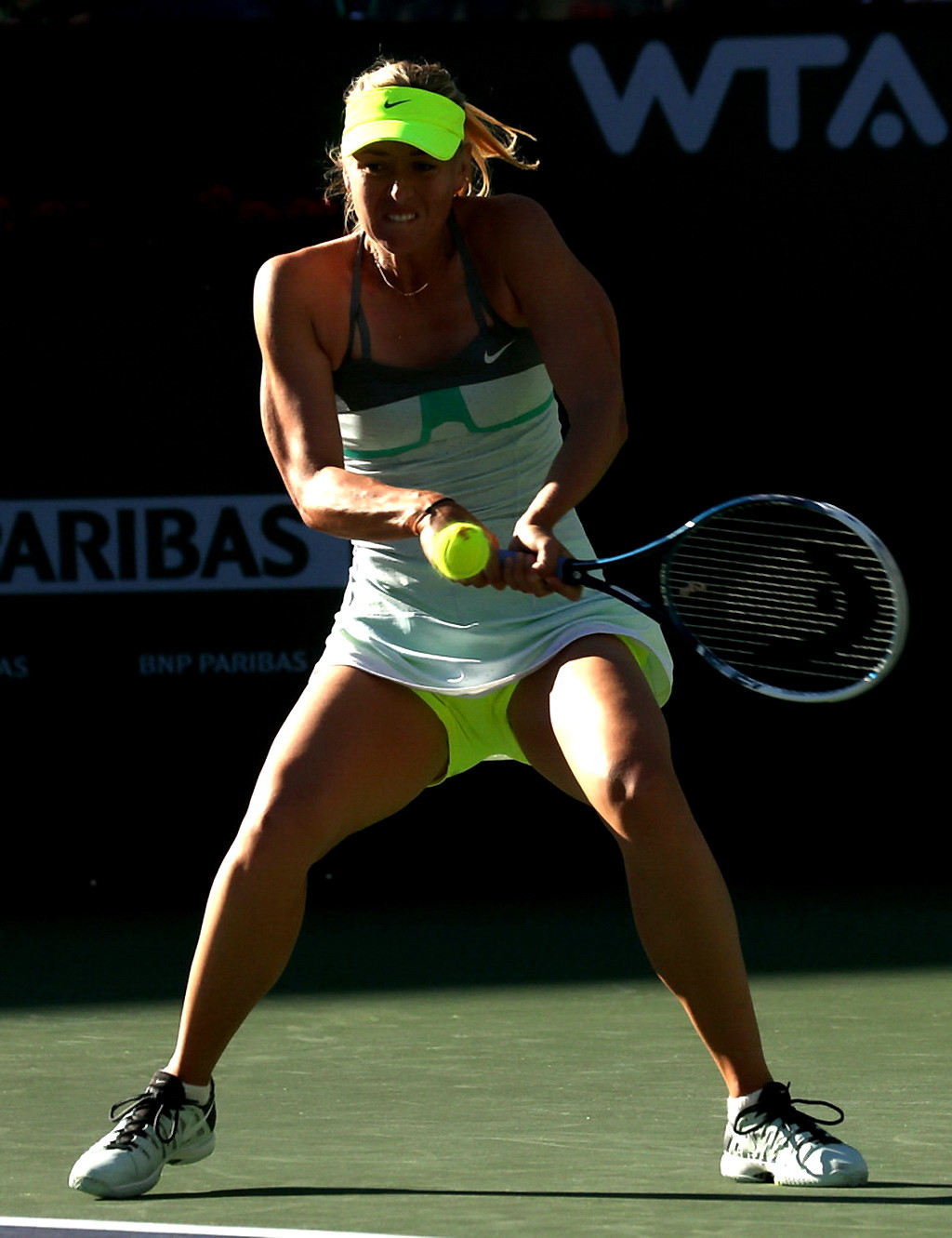 Maria Sharapova flashing her green panties at the 2013 BNP Paribas Open Day 5 in #75238951