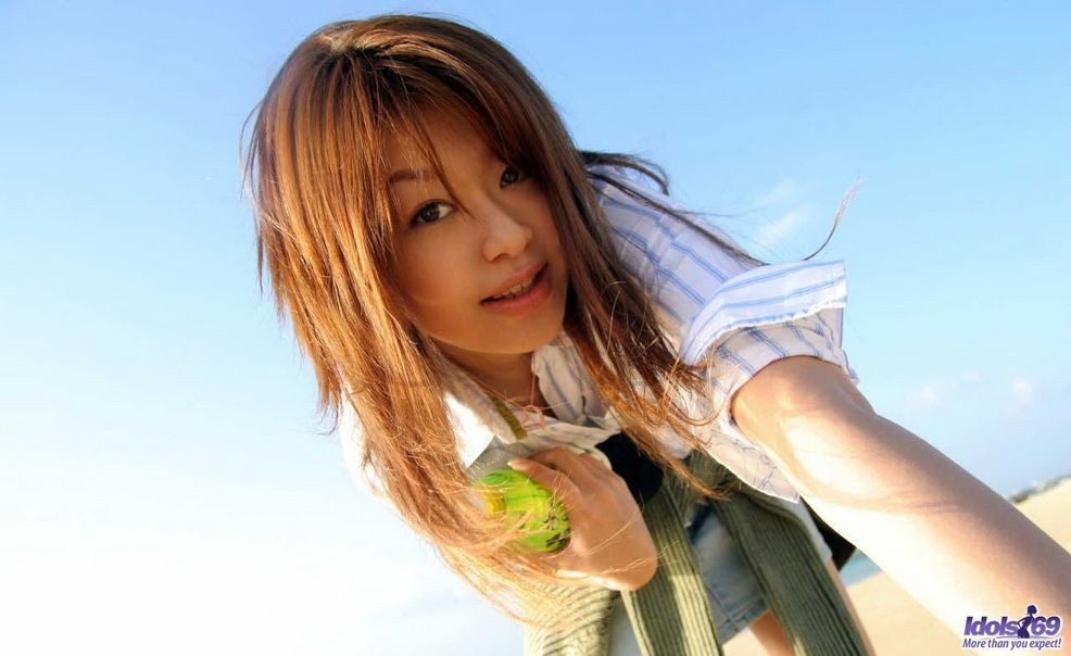 Asian idol Nagisa Sasaki poses outdoors shows tits #69773531