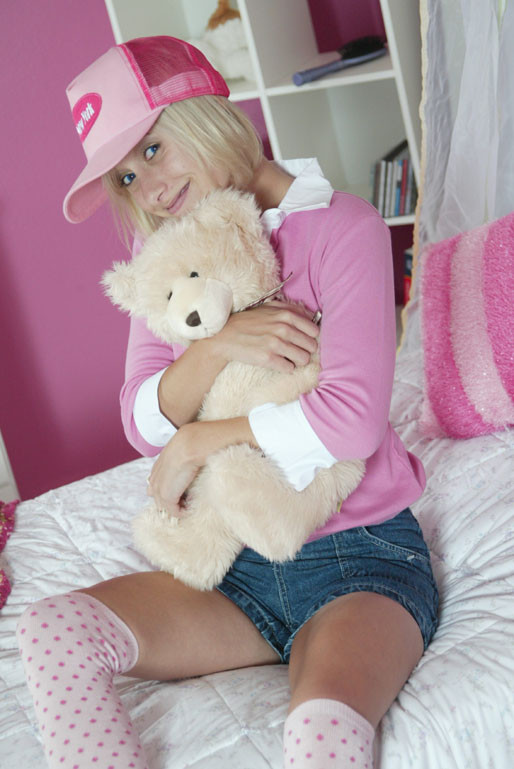 Blonde teen Amanda looking cute in a trucker hat #68003868