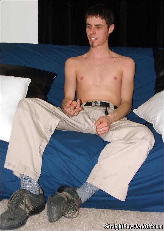 straight twink jerking off his pretty nice cock at first #76995007