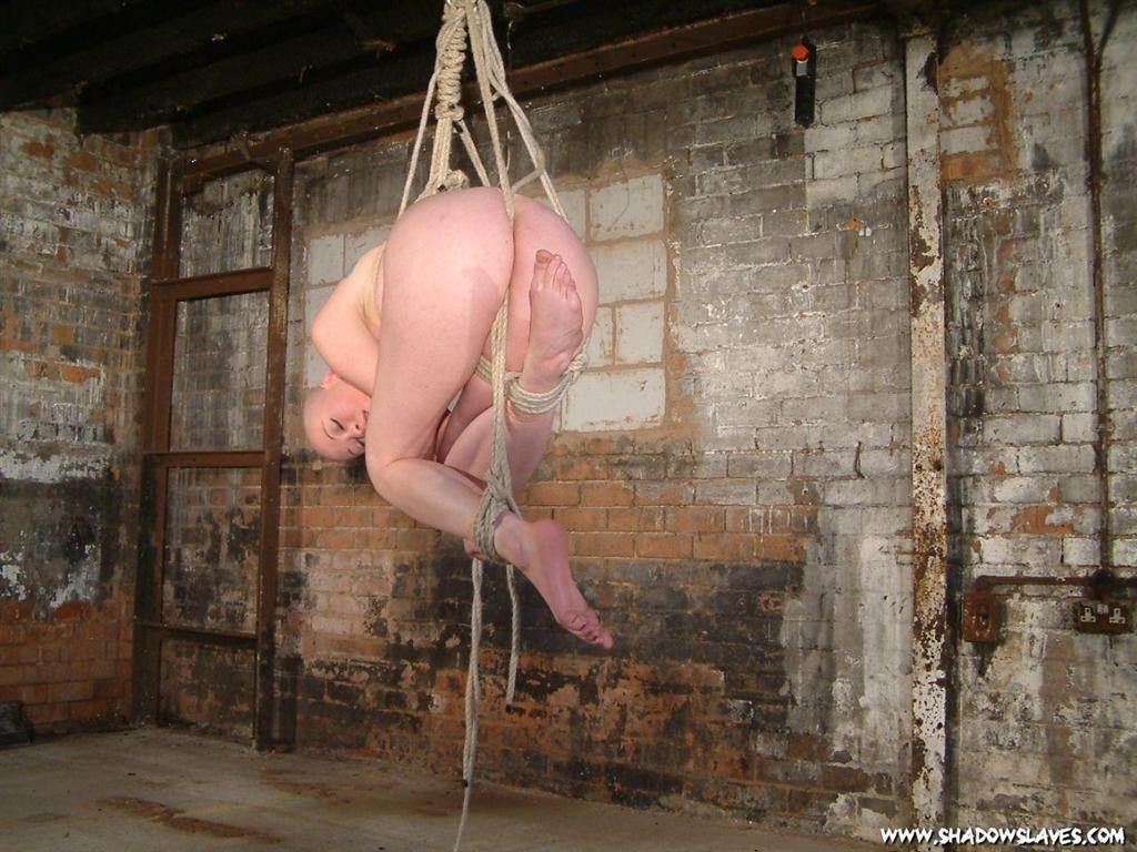 Bald asian slavegirl wriggles around in rope suspension bondage #69990859