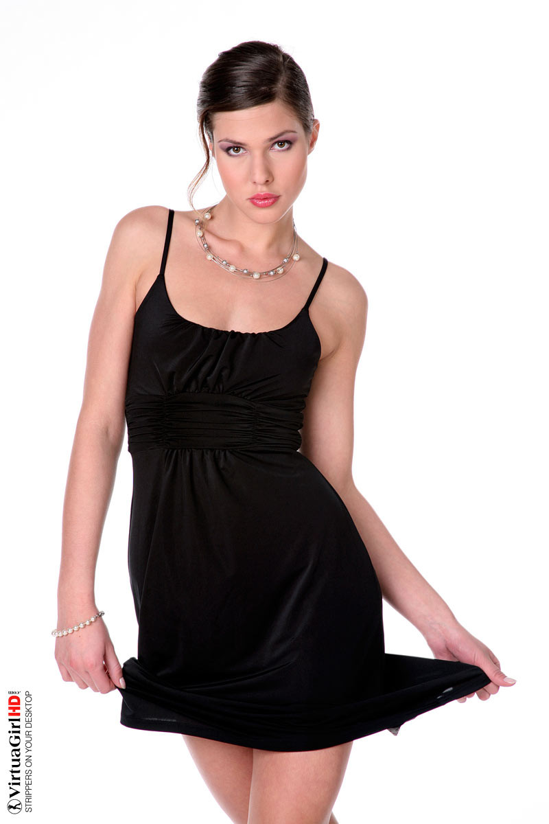Adorable brunette Chiara takes off her black dress #72781742