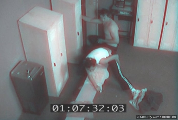 Hardcore sex caught by security cam hidden in locker room #79370778
