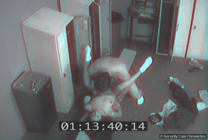 Hardcore sex caught by security cam hidden in locker room #79370830