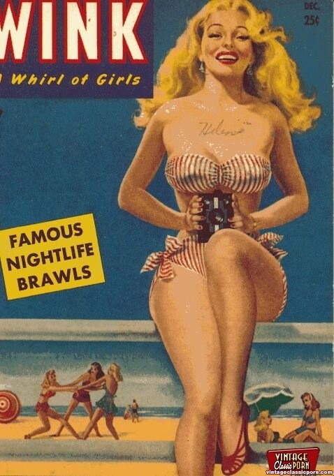 Plusieurs filles érotiques nues en couverture de magazine vintage
 #78491202
