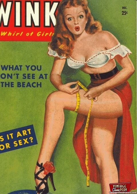 Diverse ragazze erotiche con copertina di rivista d'epoca che si spogliano
 #78491206