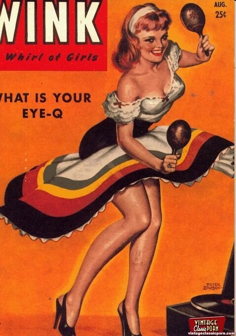 Diverse ragazze erotiche con copertina di rivista d'epoca che si spogliano
 #78491214