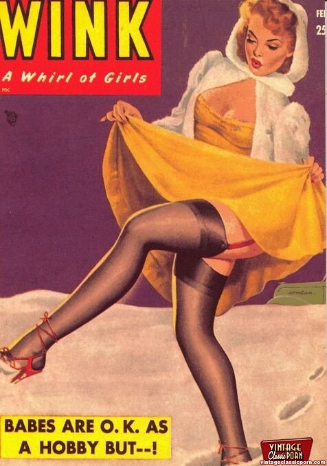 Diverse ragazze erotiche con copertina di rivista d'epoca che si spogliano
 #78491220