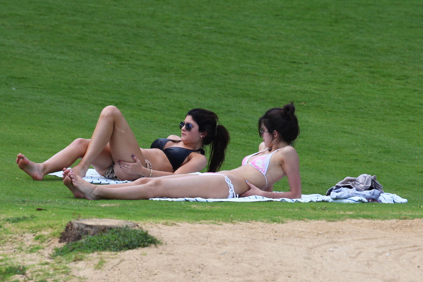 Kylie and Kendall Jenner tanning their hot bodies in skimpy bikini sets on a mea #75174046