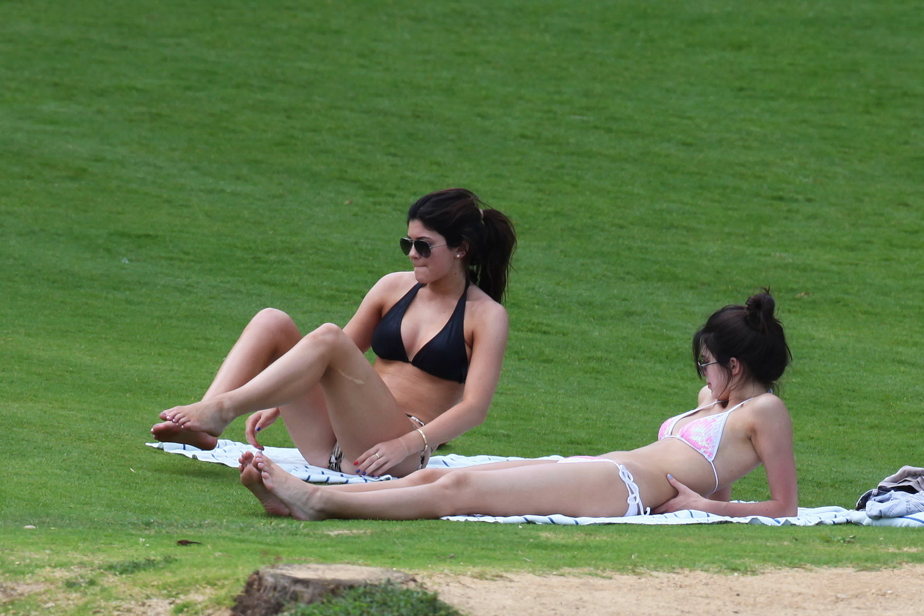 Kylie and Kendall Jenner tanning their hot bodies in skimpy bikini sets on a mea #75174054