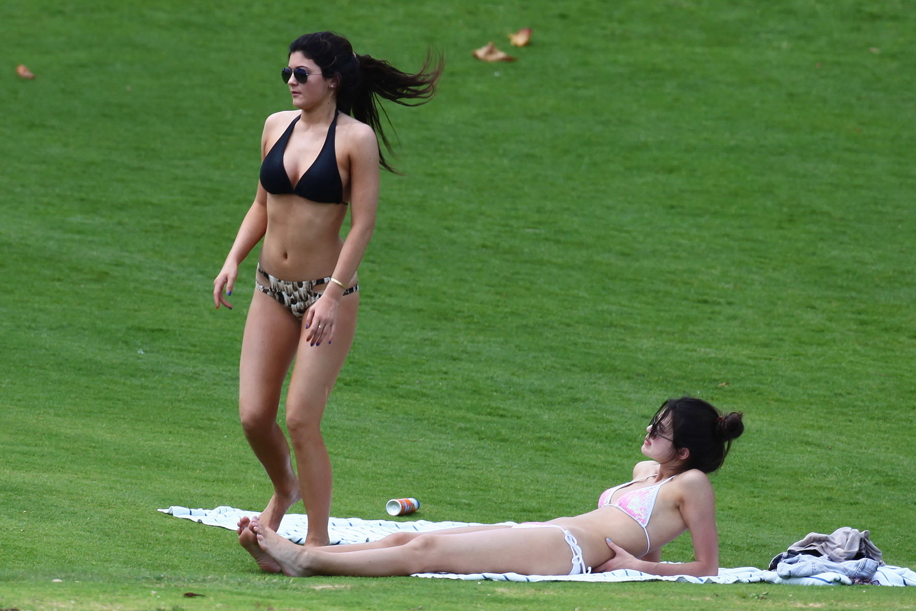 Kylie and Kendall Jenner tanning their hot bodies in skimpy bikini sets on a mea #75174058