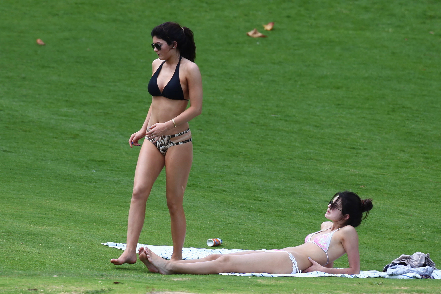 Kylie and Kendall Jenner tanning their hot bodies in skimpy bikini sets on a mea #75174060