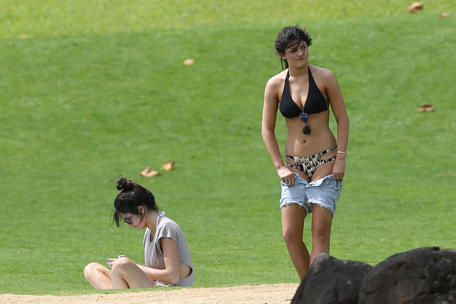Kylie and Kendall Jenner tanning their hot bodies in skimpy bikini sets on a mea #75174082