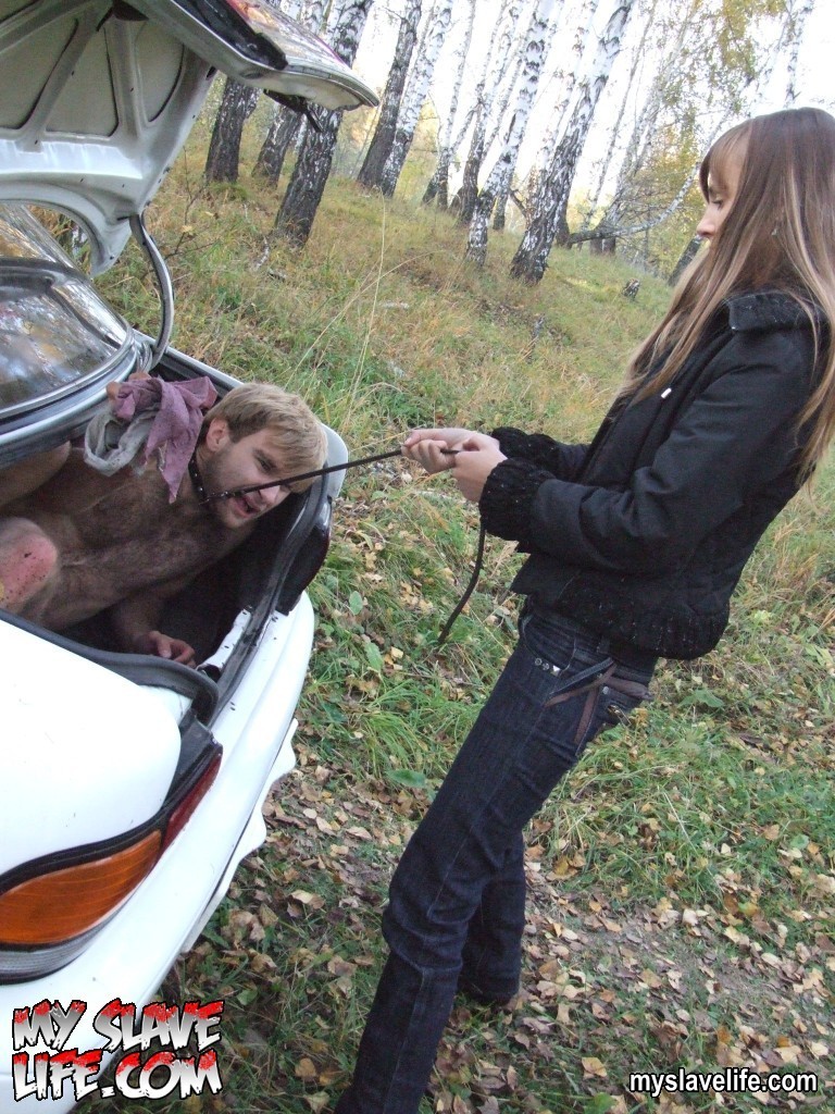 Mistress transporting slave in the car boot #73235119