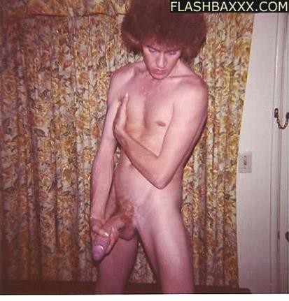 Young John Holmes wips out his giant cock #77314128
