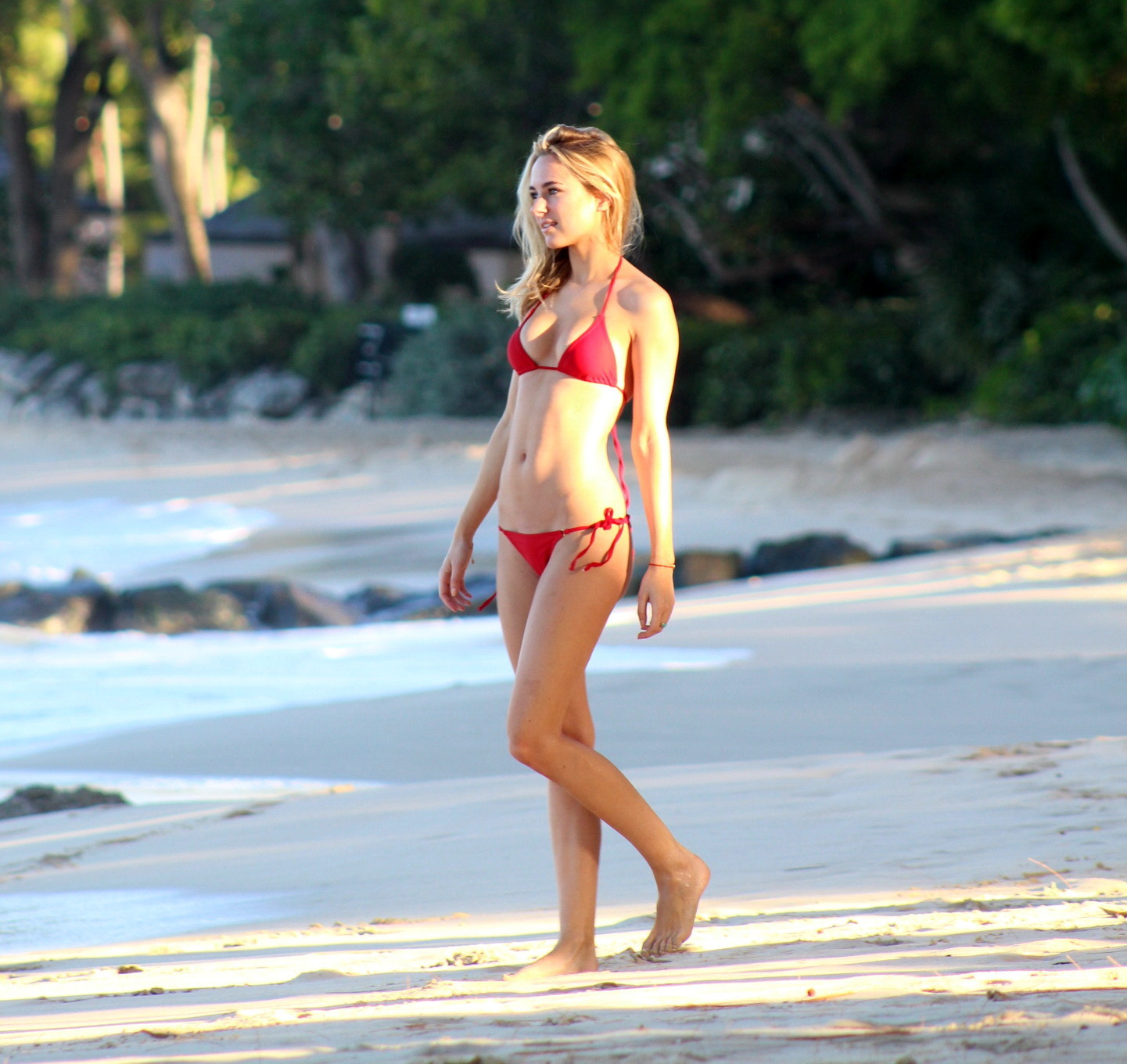 Kimberley Garner showing off her bikini body on a Caribbean beach #75176459