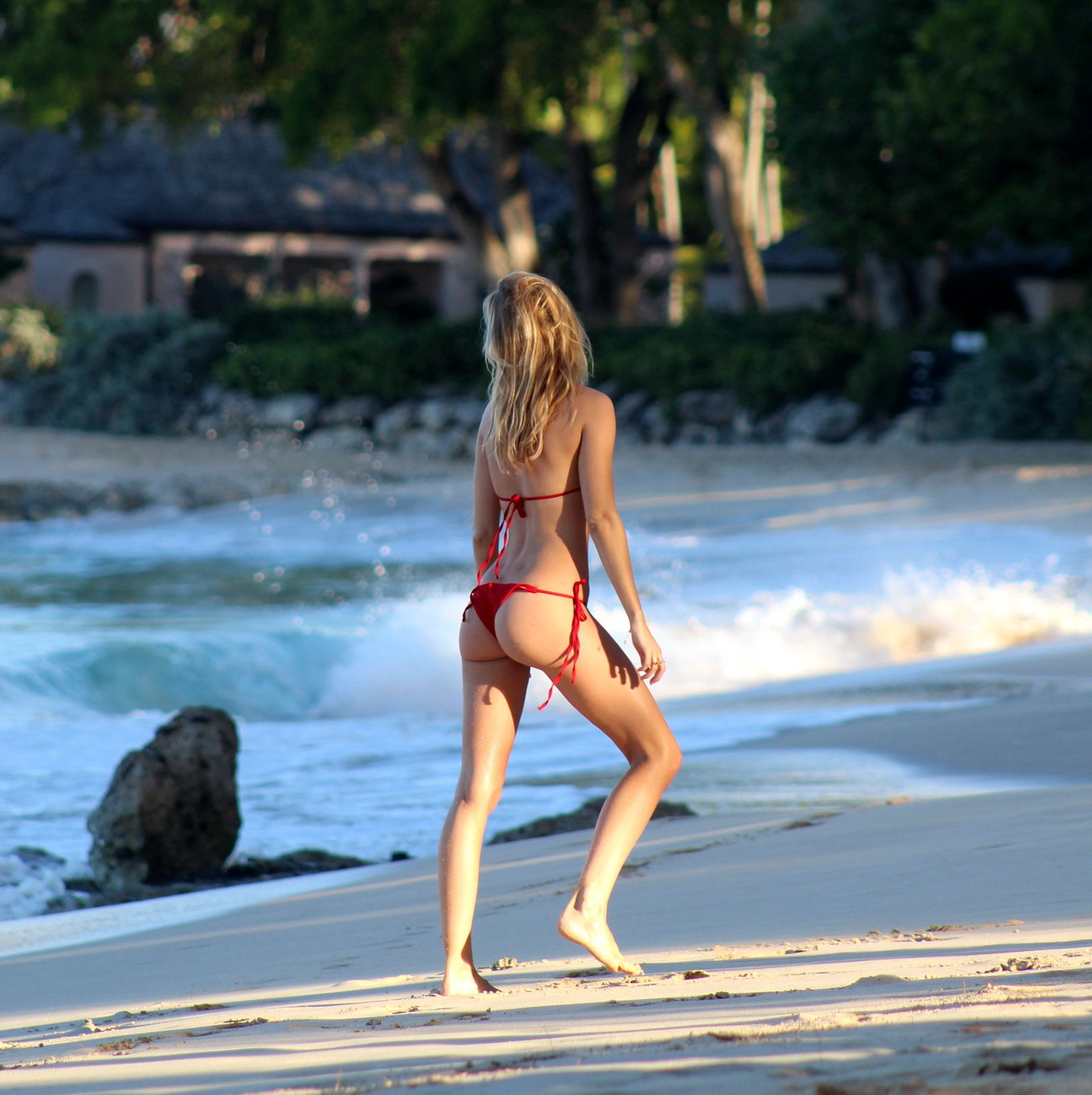 Kimberley Garner showing off her bikini body on a Caribbean beach #75176493