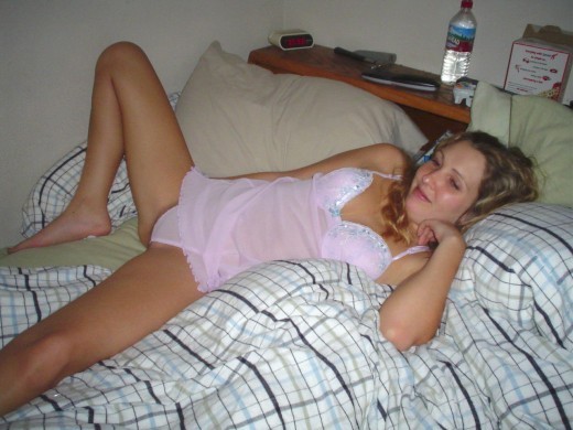 Blonde in nightgown touching her pussy #67300821