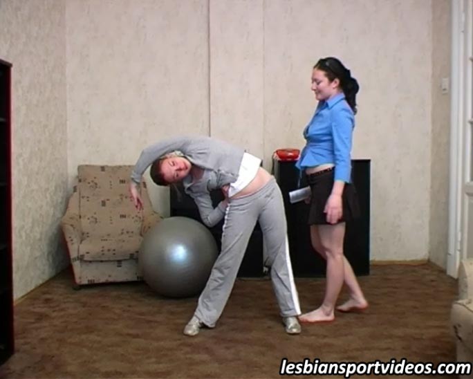 Flexy girl gets coached and caressed by a lezzy #76544718