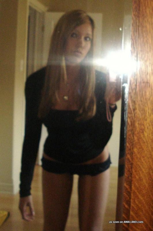 Blonde amateur hottie selfshoots in a curved mirror #67290813