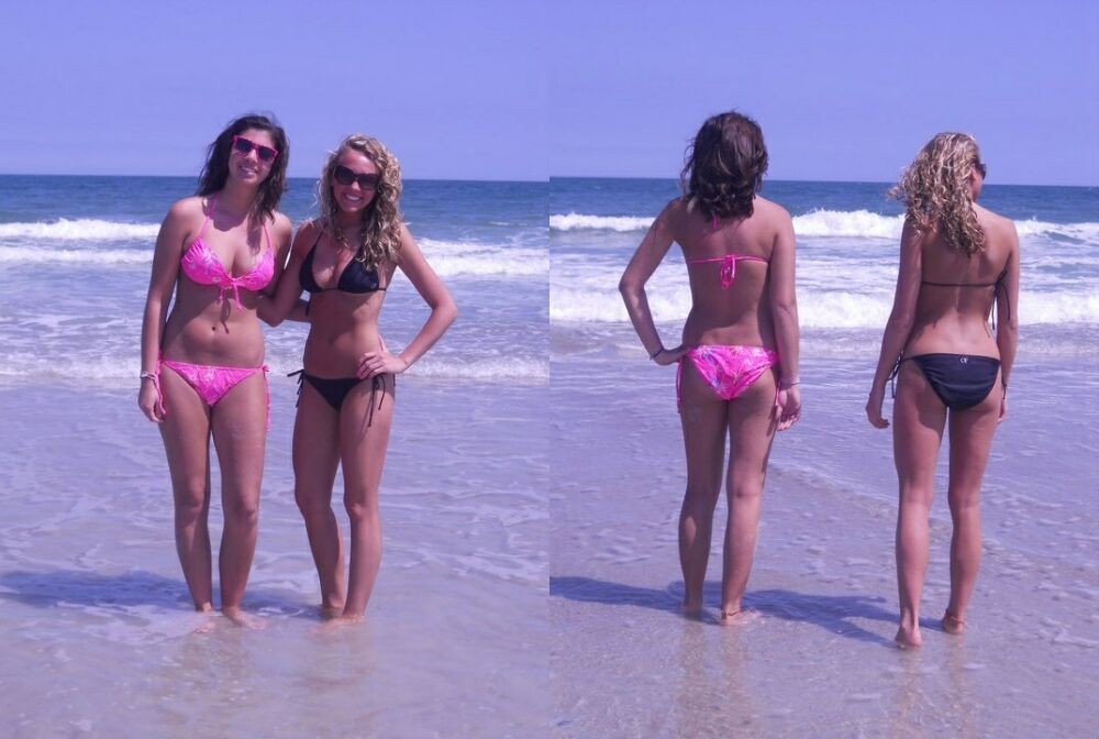 Amigas jóvenes desnudas en la playa y en bikini y posando para las fotos 14
 #72243689