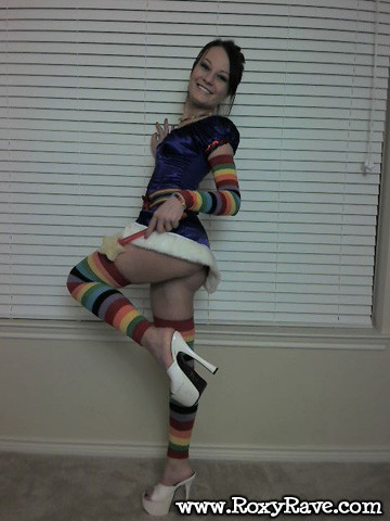 Amateur teen girl in colorful socks #79055375