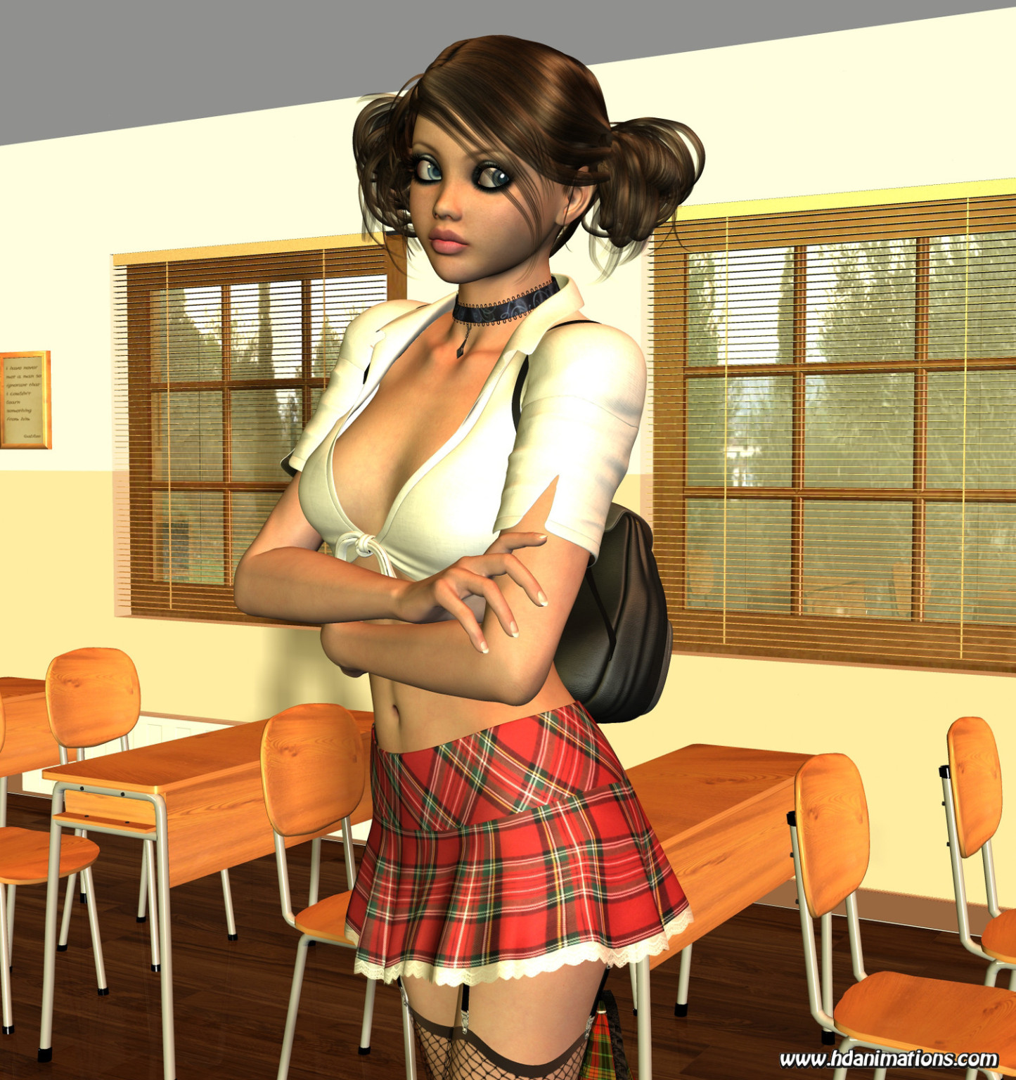 3d toon schoolgirl strisce
 #69343901