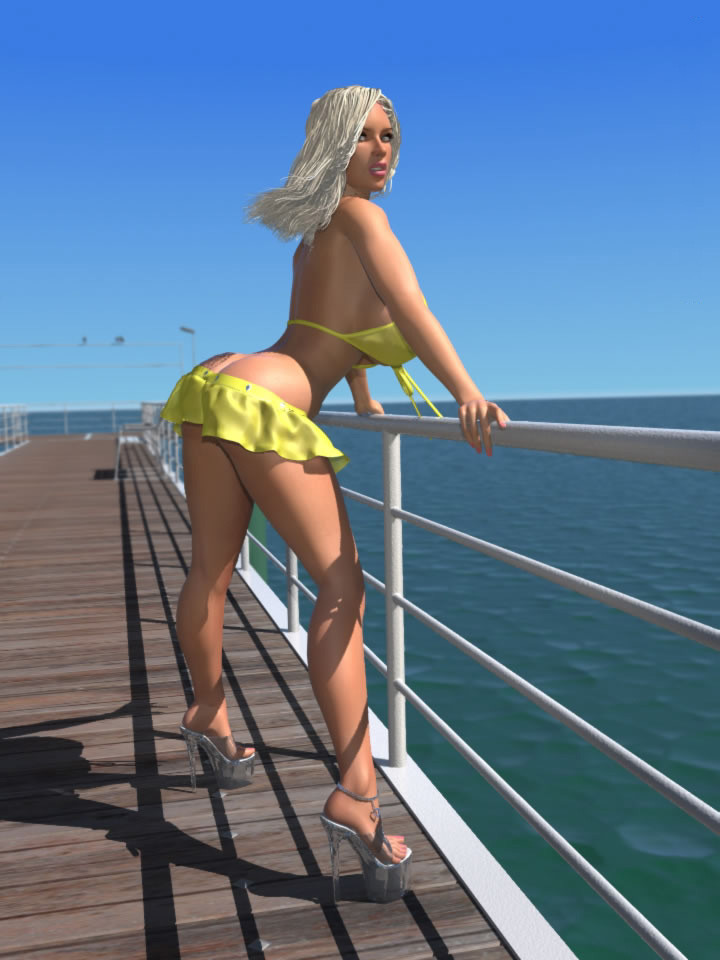 Sexy hottie bionda 3d in bikini mostra le sue grandi tette sul molo
 #67049769