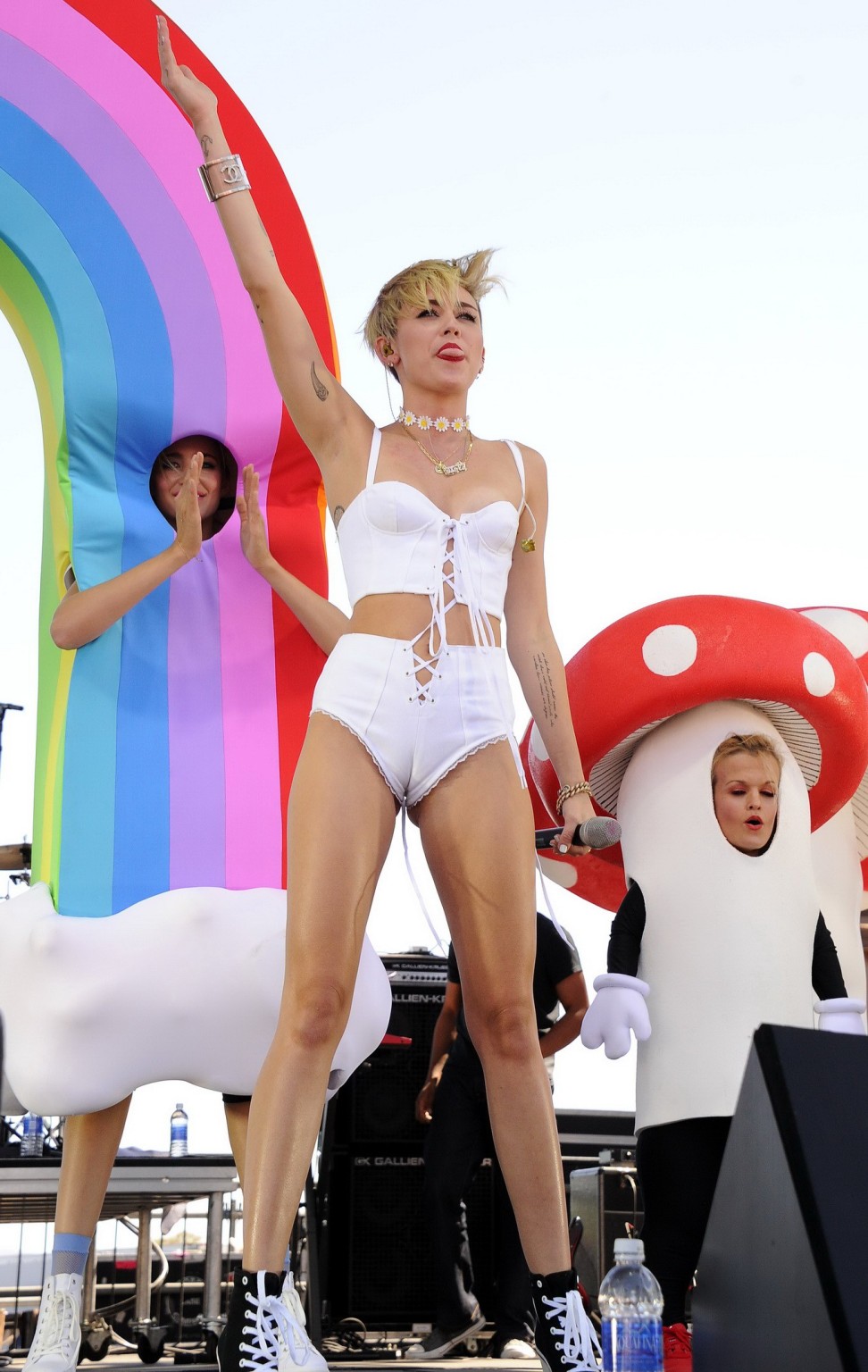 Miley Cyrus showing off her hot body in a tiny white outfit at iHeart Radio Musi #75217906