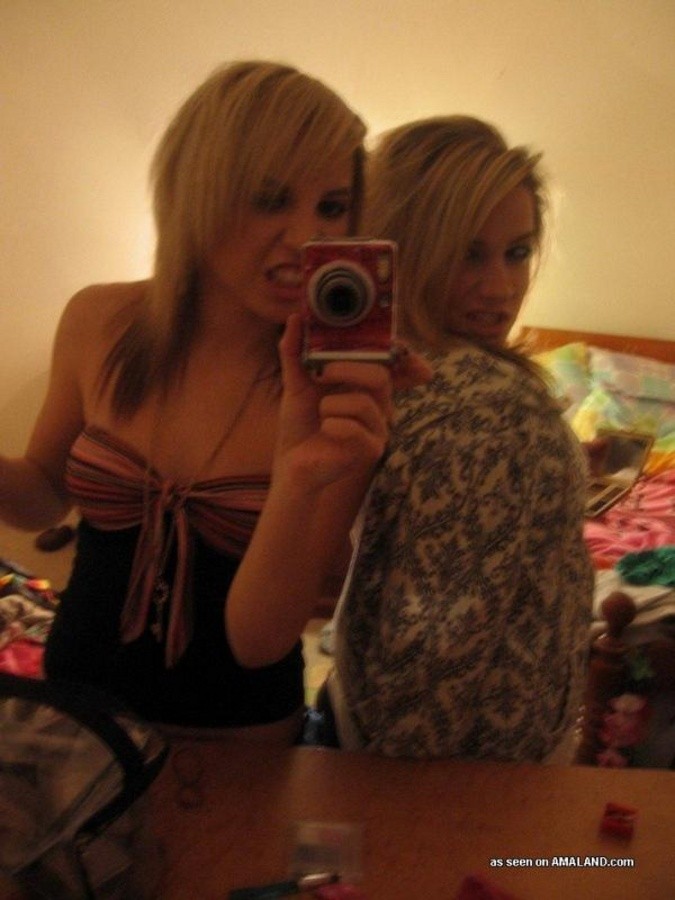 Sexy slutty blonde self-shooting and teasing with friends #67604983