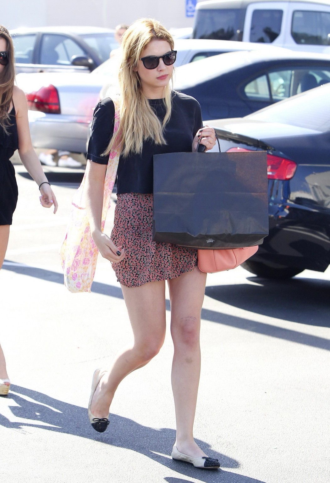Ashley Benson wearing fluttering see-thru mini skirt while shopping in Studio Ci #75234887