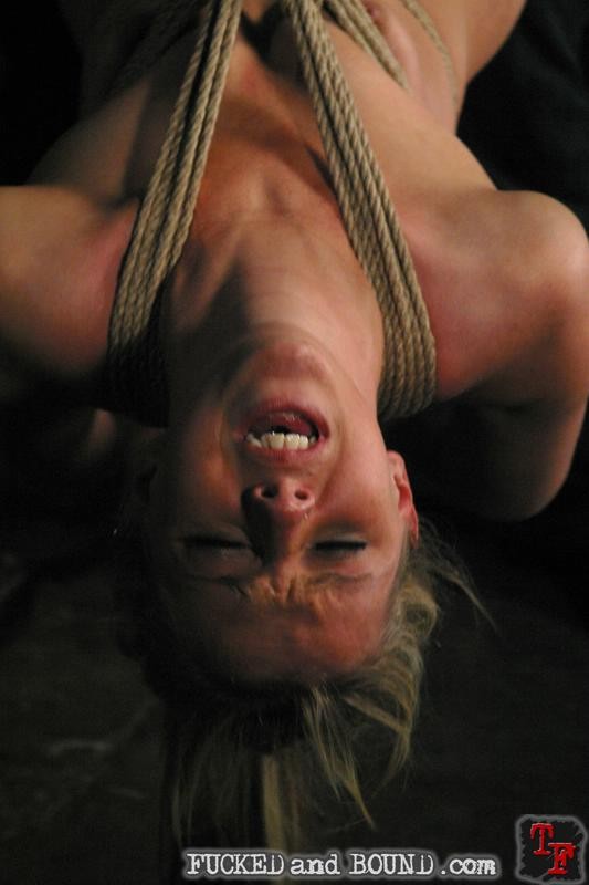 Blonde girl in hogtie bondage fucked and pressured to blowjob #72077113