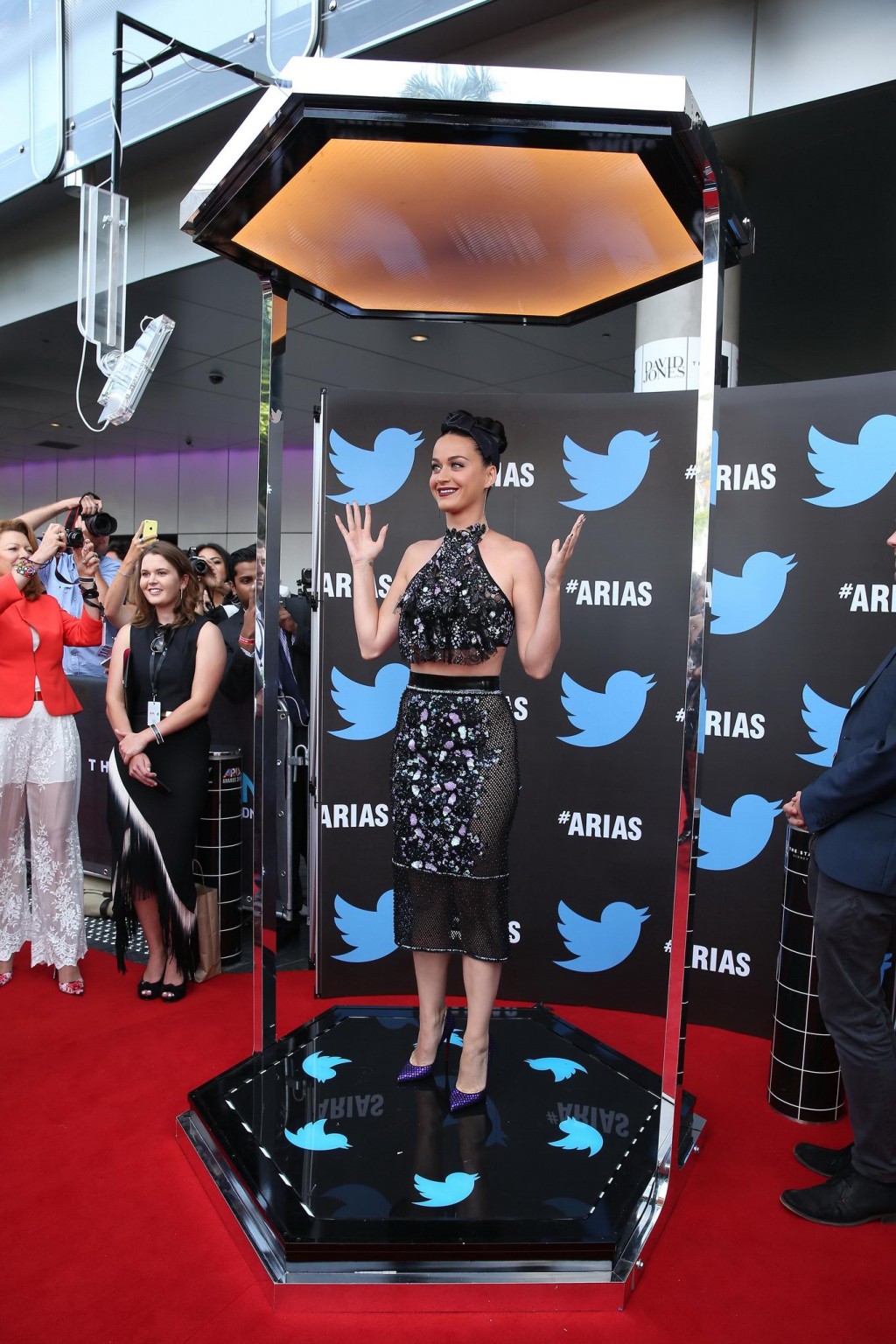 Katy Perry pantyless wearing a side seethrough skirt at the 28th Annual ARIA Awa