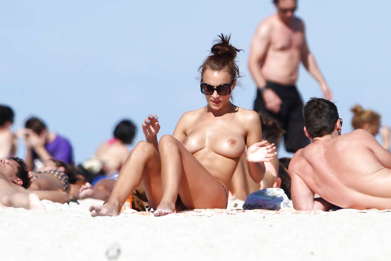 Rosie Jones exposing her nice big tits on beach paparazzi pictures #75277866